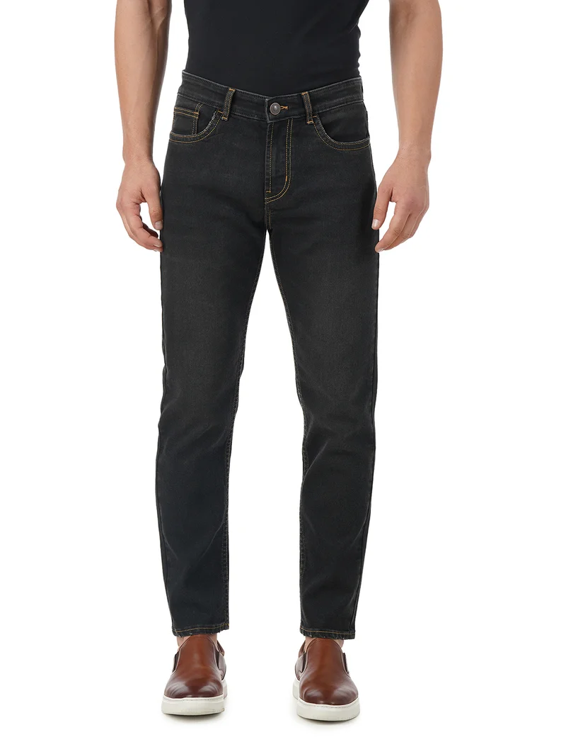 inkd جينز رجالي عادي - متوسط الارتفاع | مزيج القطن | قماش قابل للتمدد | غرزة التباين | تصميم كلاسيك 5 بوكت